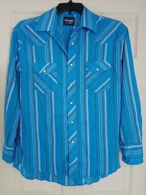 Wrangler Long Sleeve Pearl Snap Western Shirt Mens Size 16x34 - 71130CS